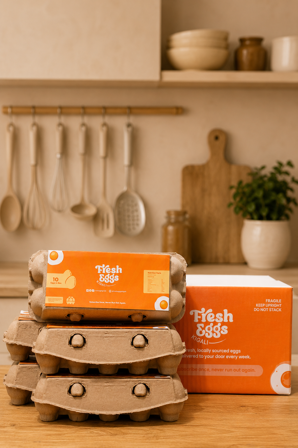 Fresh Eggs Kigali – Carton of 40 Farm-Fresh Eggs (4 Packs of 10) | Free Delivery