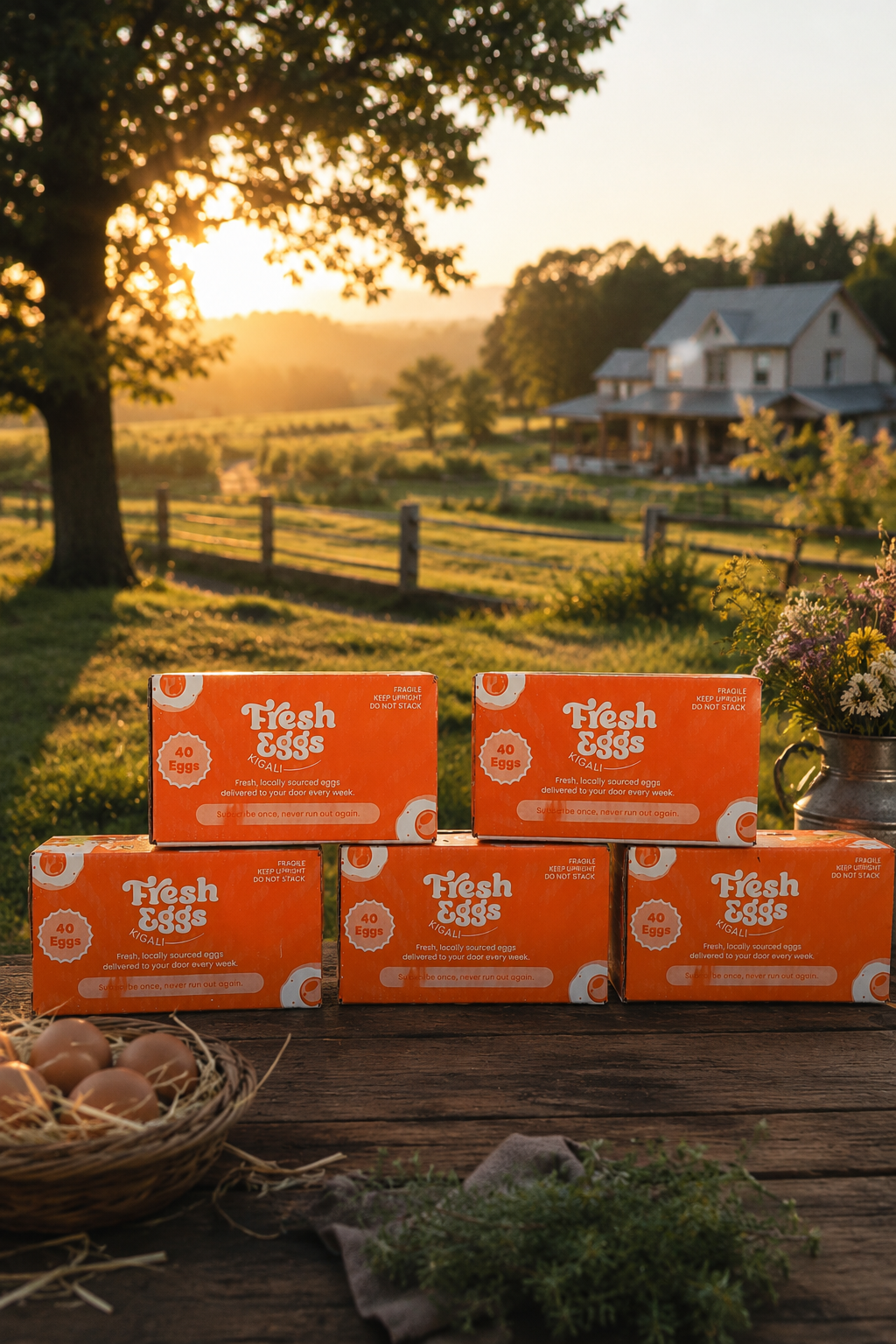 Fresh Eggs Kigali – Carton of 40 Farm-Fresh Eggs (4 Packs of 10) | Free Delivery